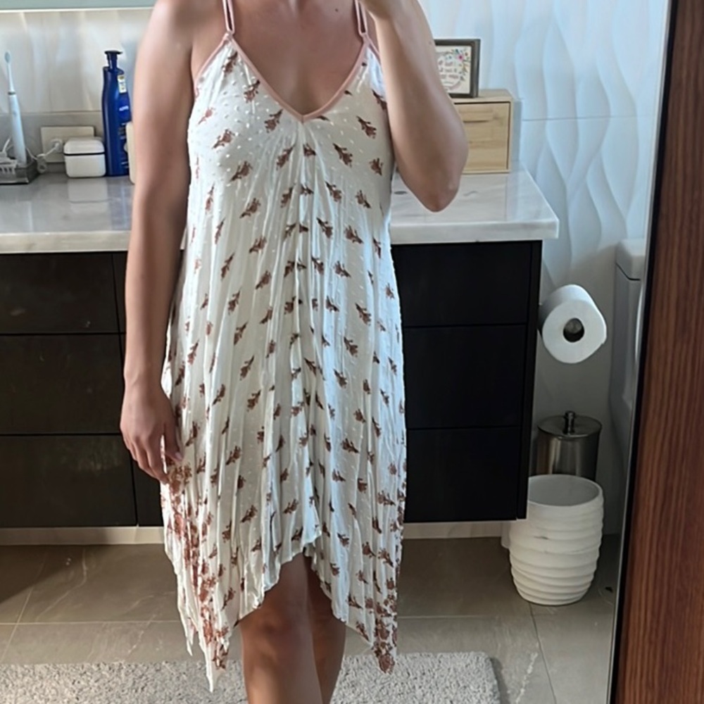 Lovestitch Asymmetrical Dress in Cream and Brown
